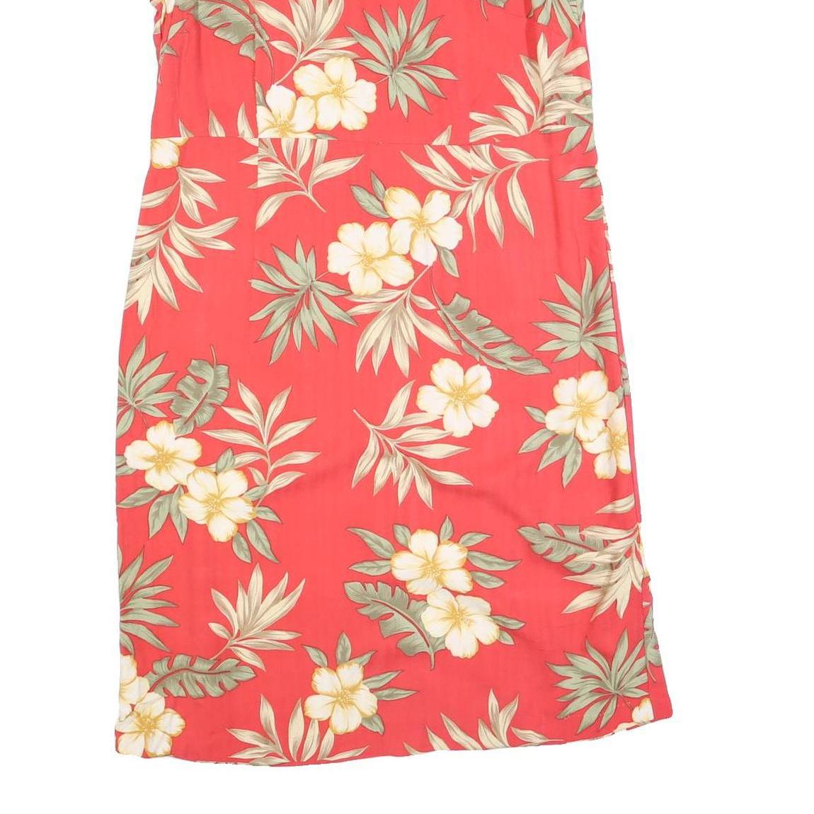 TAHITI Womens Red Floral Cotton Blend Sleeveless Day Dress M Summer Beachwear