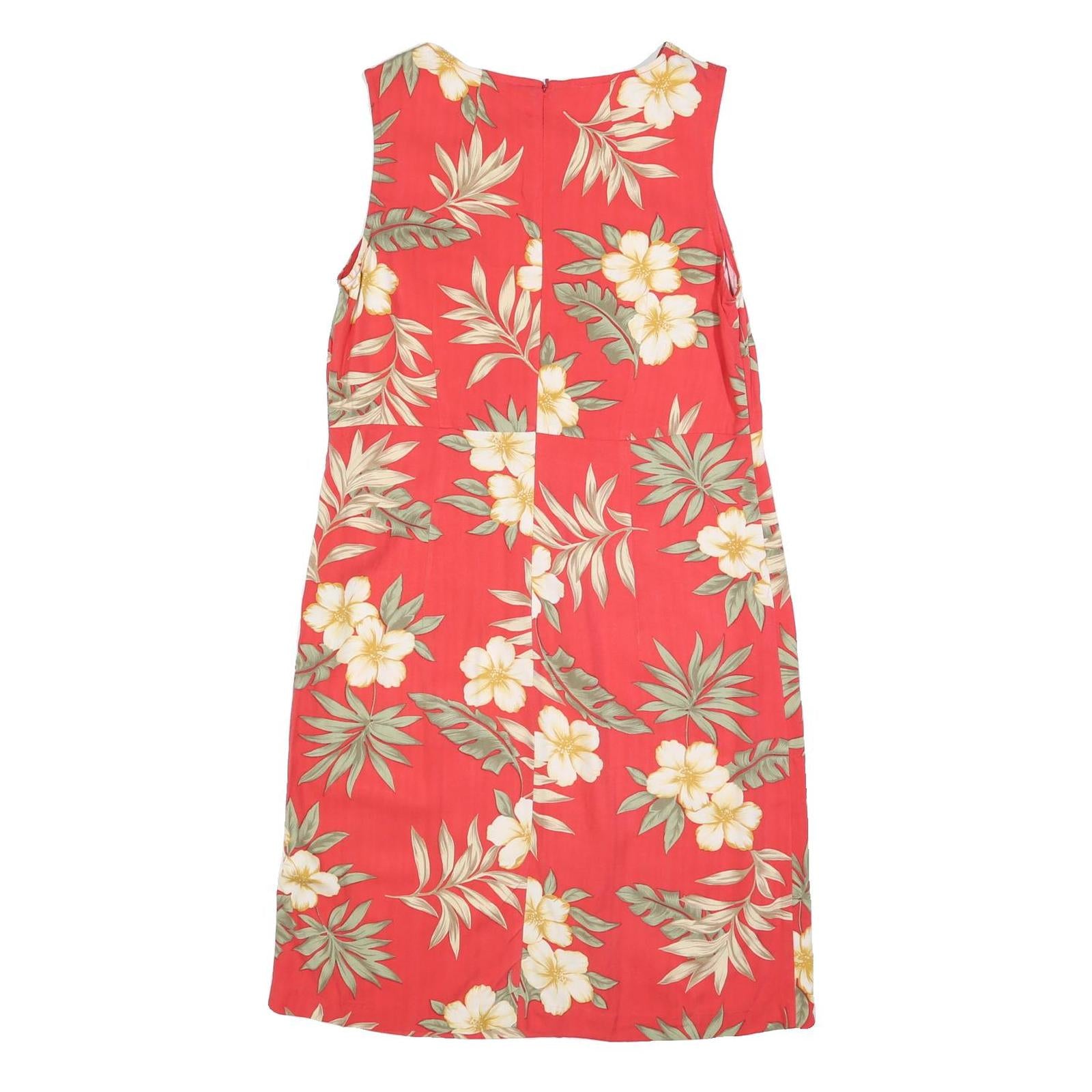 TAHITI Womens Red Floral Cotton Blend Sleeveless Day Dress M Summer Beachwear