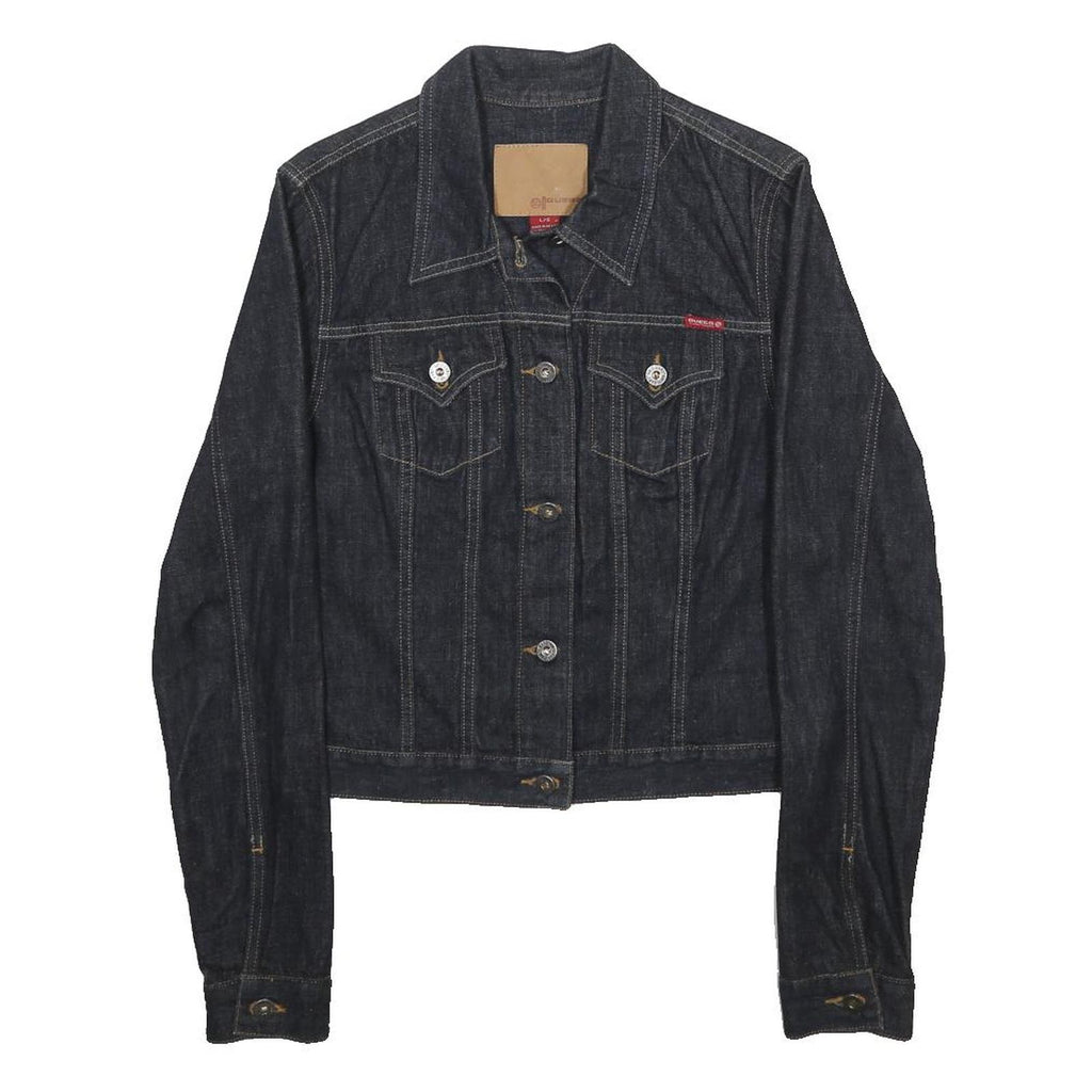 GUESS Womens Blue Denim Jacket L Cotton Classic Button Closure Stretch