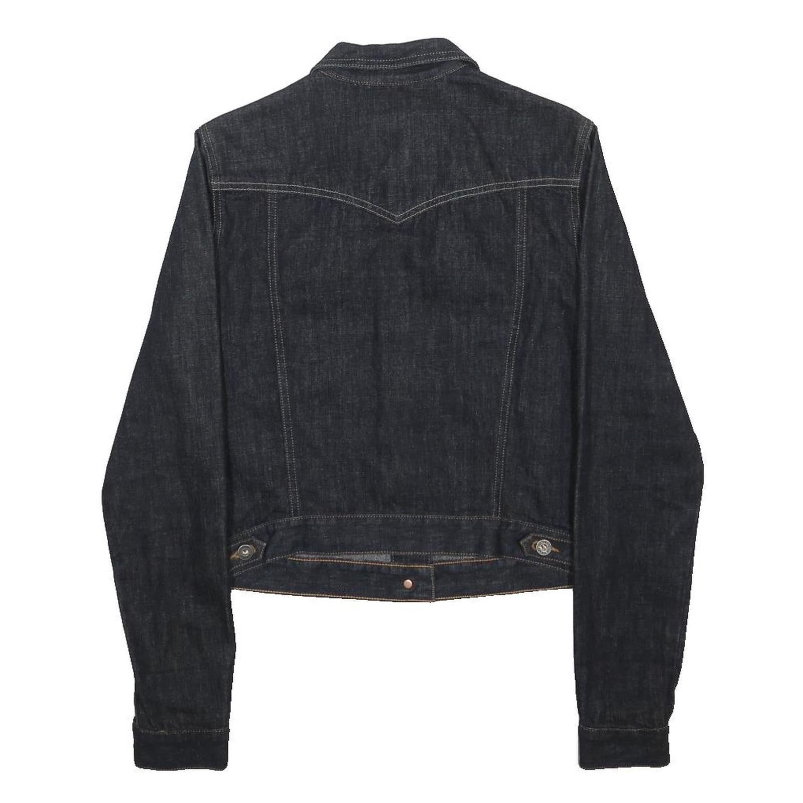 GUESS Womens Blue Denim Jacket L Cotton Classic Button Closure Stretch