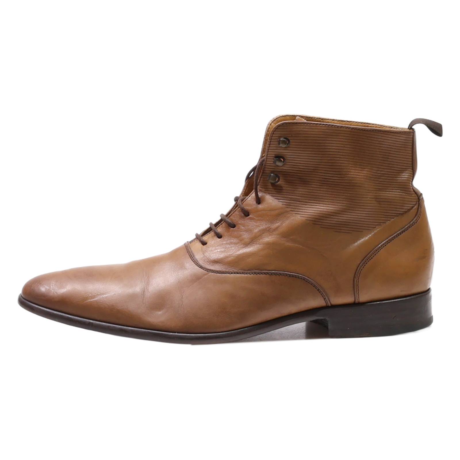 HEYRAUD Lace-Up Boots Brown Leather Mens UK 9.5