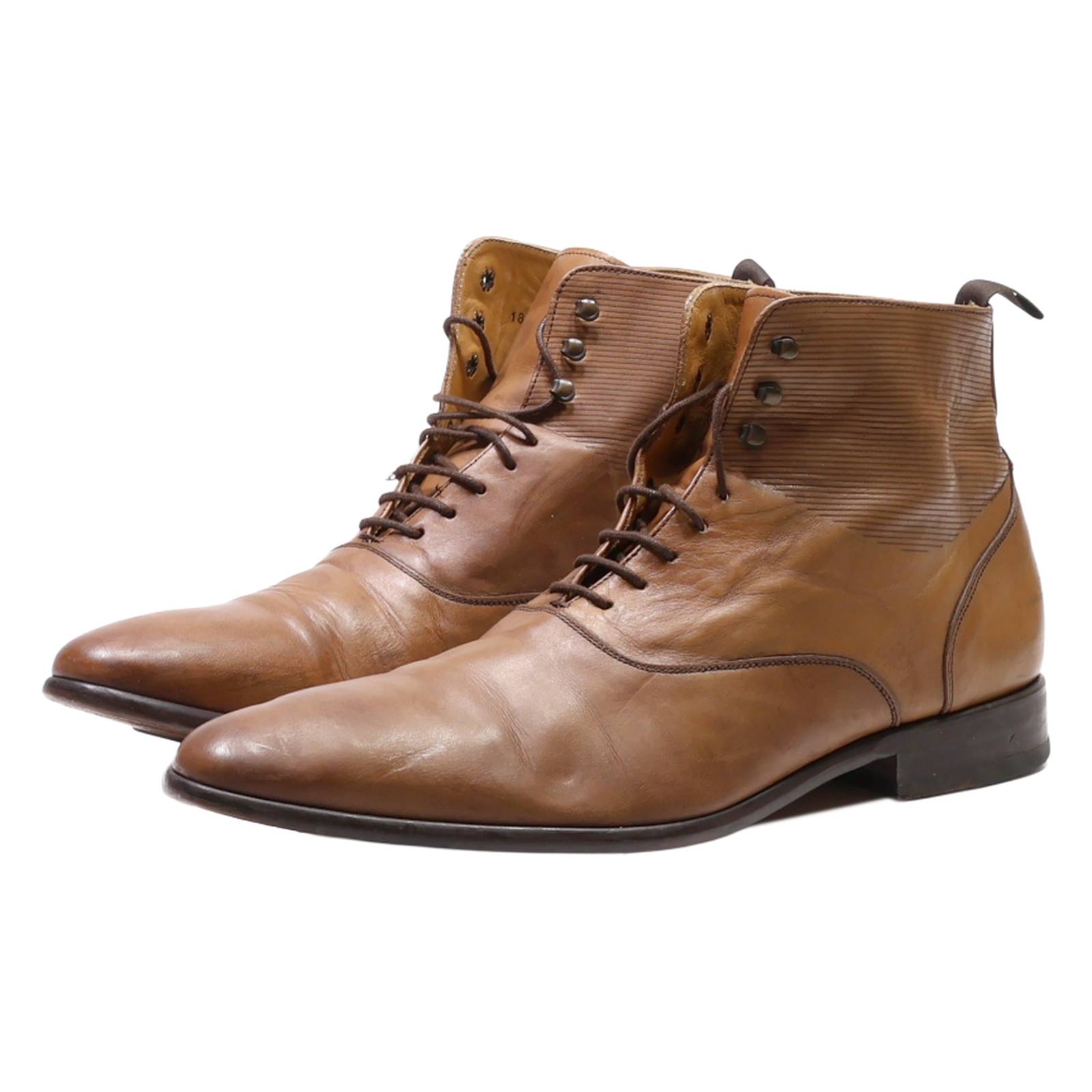 HEYRAUD Lace-Up Boots Brown Leather Mens UK 9.5
