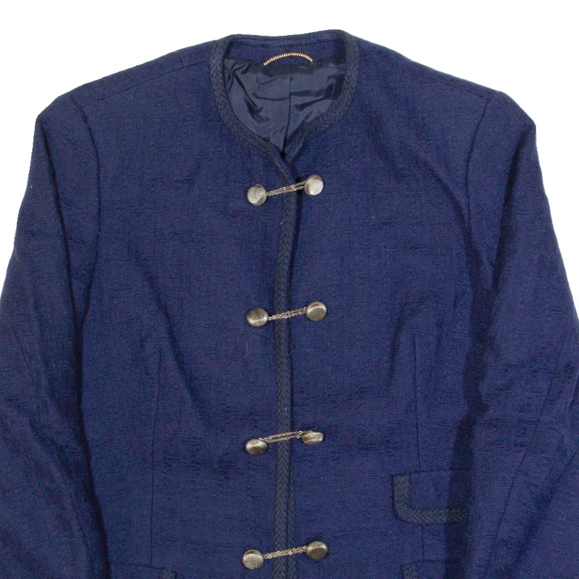 Womens Blazer Jacket Blue Wool 90s S