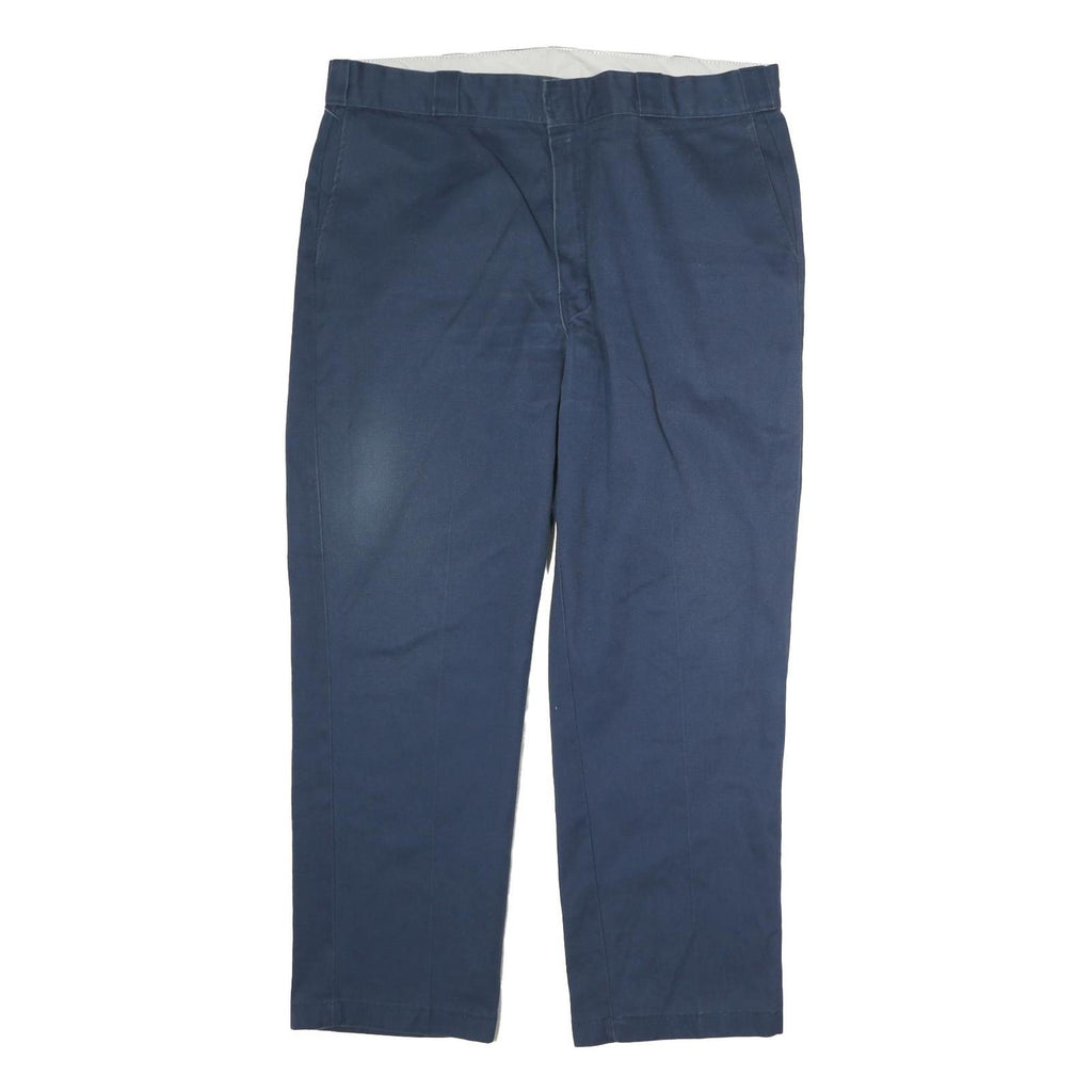 DICKIES Mens Cotton Blend Navy Blue Regular Fit Straight Leg Trousers W38 L34