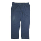 DICKIES Mens Cotton Blend Navy Blue Regular Fit Straight Leg Trousers W38 L34