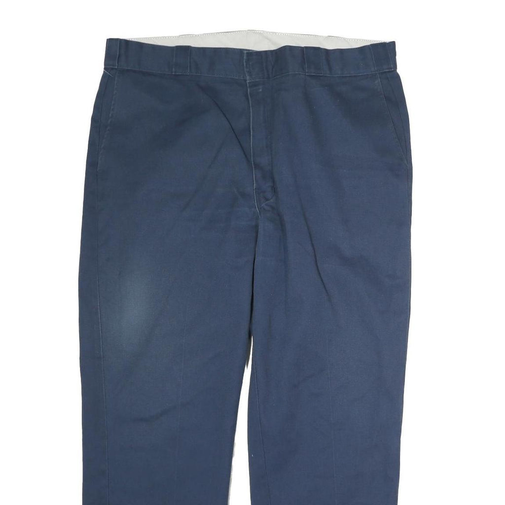 DICKIES Mens Cotton Blend Navy Blue Regular Fit Straight Leg Trousers W38 L34