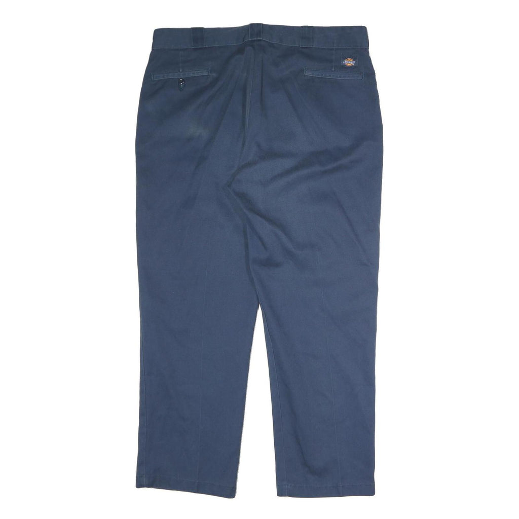 DICKIES Mens Cotton Blend Navy Blue Regular Fit Straight Leg Trousers W38 L34