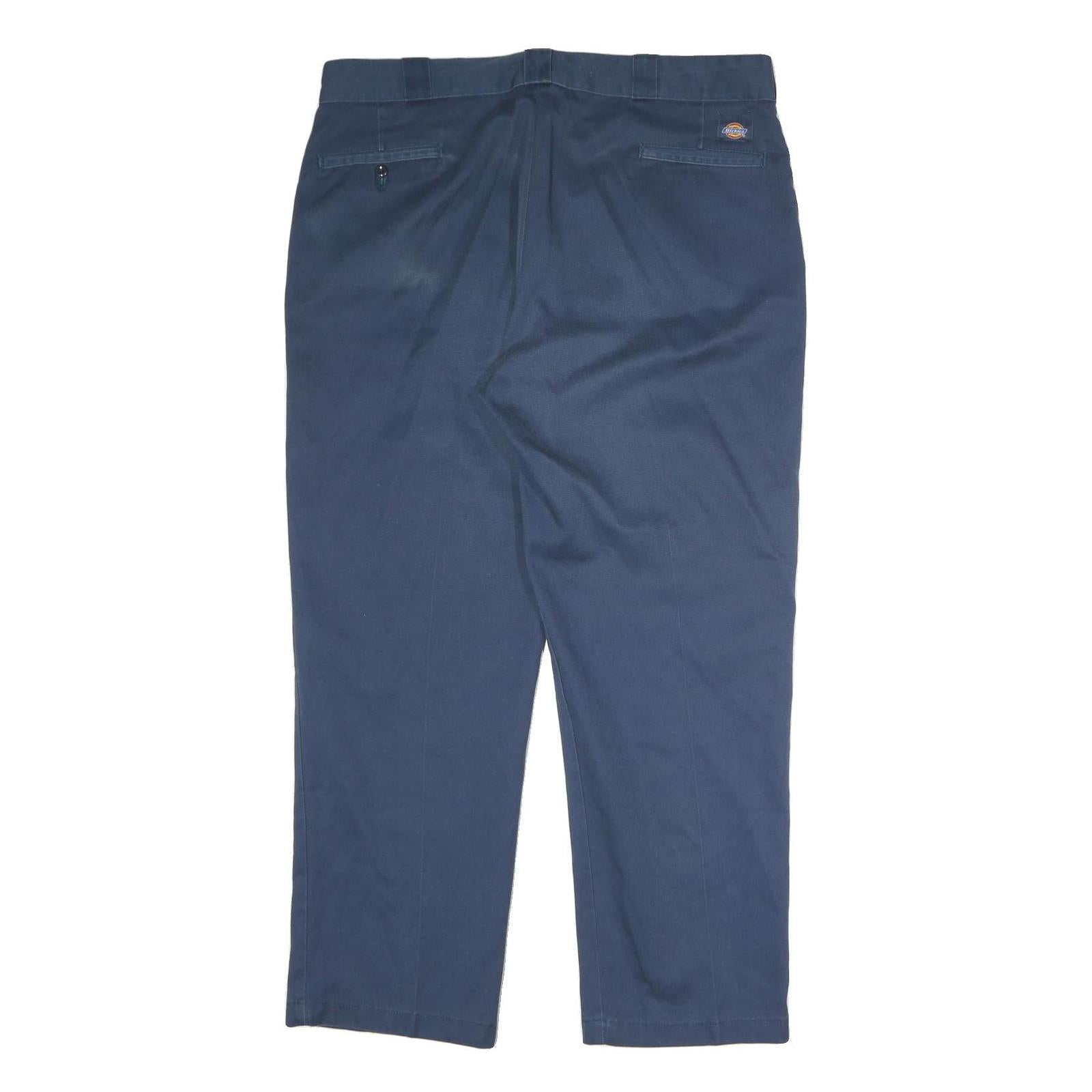 DICKIES Mens Cotton Blend Navy Blue Regular Fit Straight Leg Trousers W38 L34