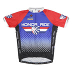 PACTIMO Mens Blue & Red Honor Ride Cycling T-Shirt 2XL Short Sleeve Crew Neck