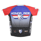 PACTIMO Mens Blue & Red Honor Ride Cycling T-Shirt 2XL Short Sleeve Crew Neck