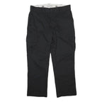 DICKIES Mens Regular Black Straight Trousers W36 L39 Cotton Blend Zip Workwear