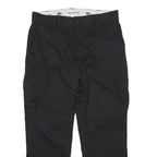 DICKIES Mens Regular Black Straight Trousers W36 L39 Cotton Blend Zip Workwear