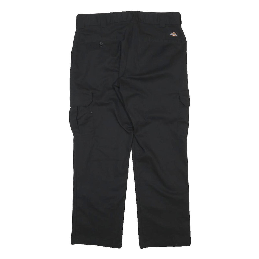 DICKIES Mens Regular Black Straight Trousers W36 L39 Cotton Blend Zip Workwear