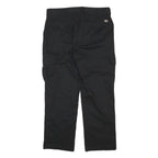 DICKIES Mens Regular Black Straight Trousers W36 L39 Cotton Blend Zip Workwear