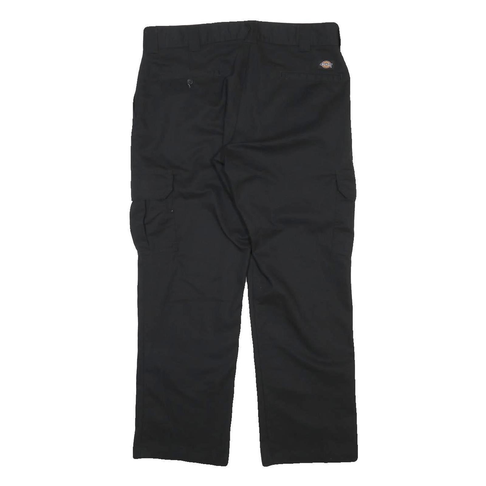 DICKIES Mens Regular Black Straight Trousers W36 L39 Cotton Blend Zip Workwear