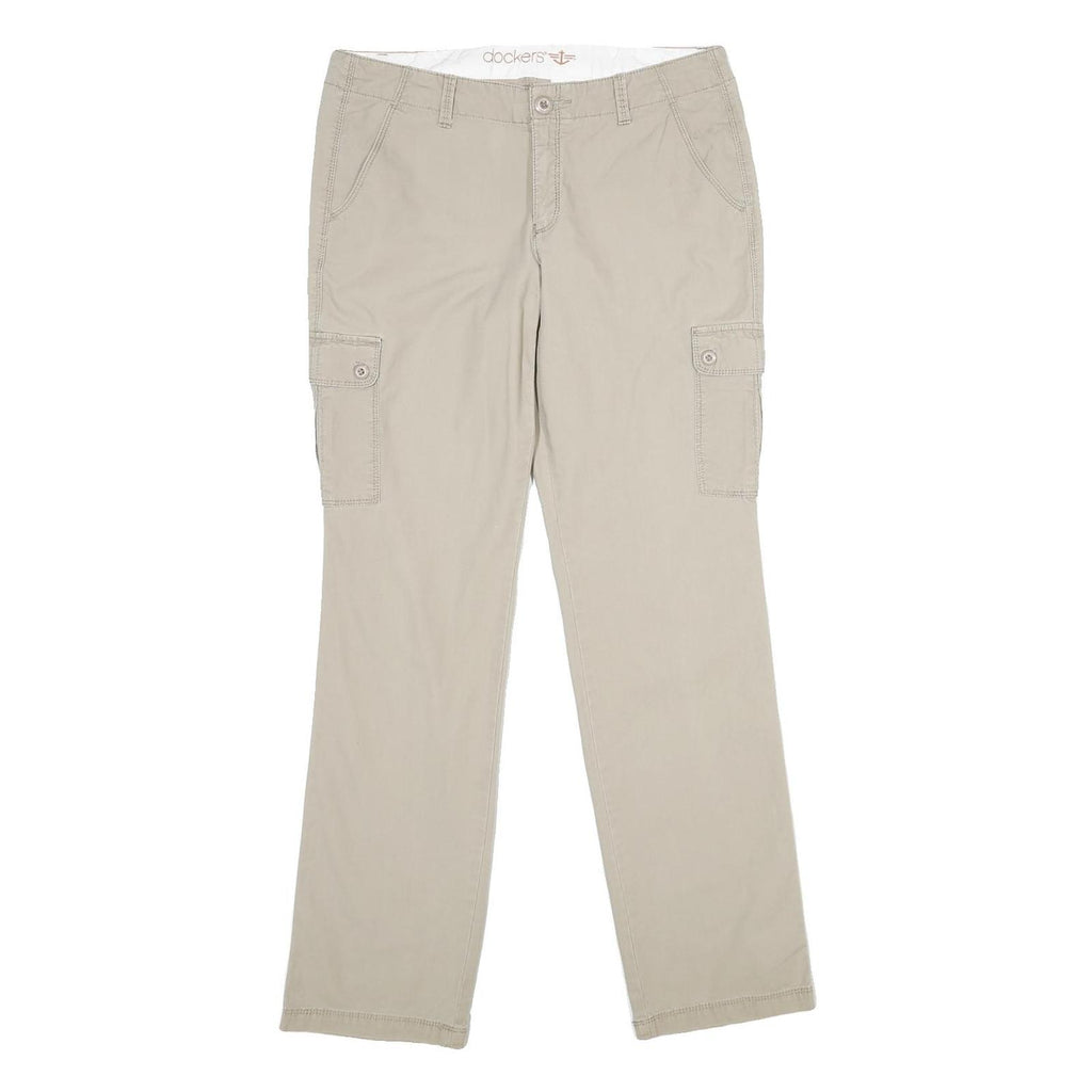 DOCKERS Womens Cotton Blend Beige Regular Cargo Trousers W32 L32 Classic Fit