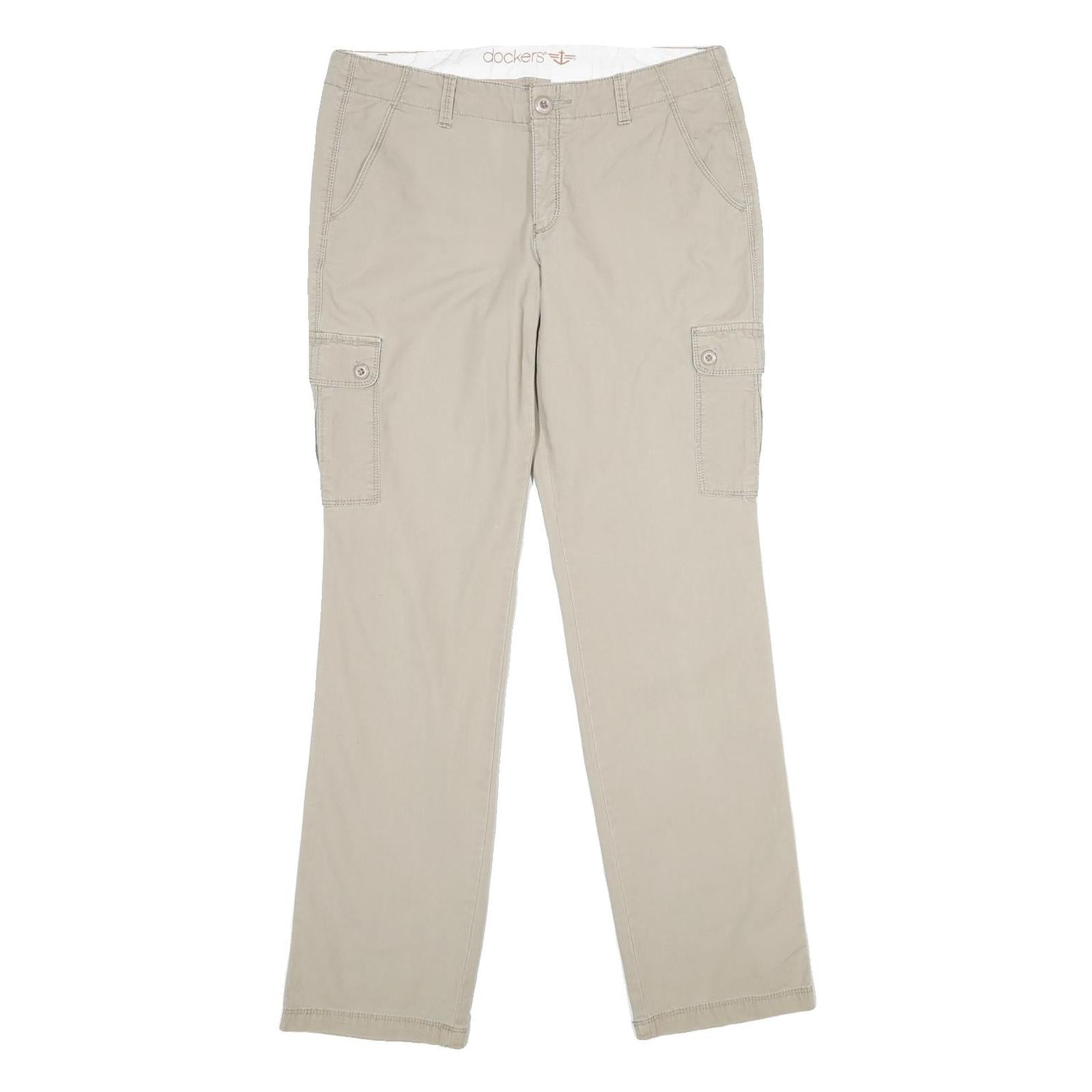 DOCKERS Womens Cotton Blend Beige Regular Cargo Trousers W32 L32 Classic Fit