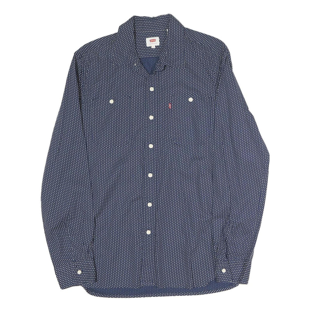 LEVI'S Mens Blue & White Cotton Shirt M Long Sleeve Button Front Casual Shirt