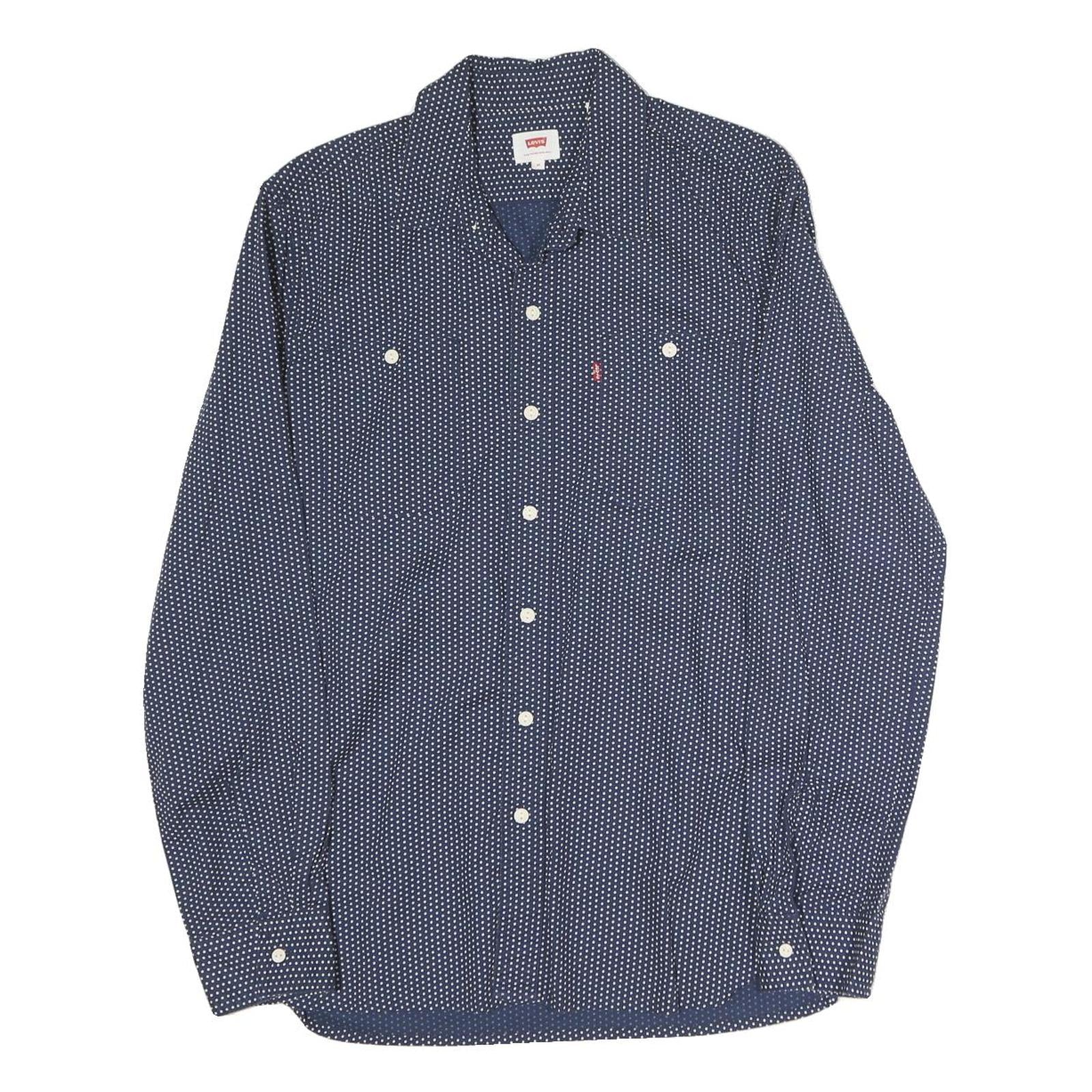 LEVI'S Mens Blue & White Cotton Shirt M Long Sleeve Button Front Casual Shirt