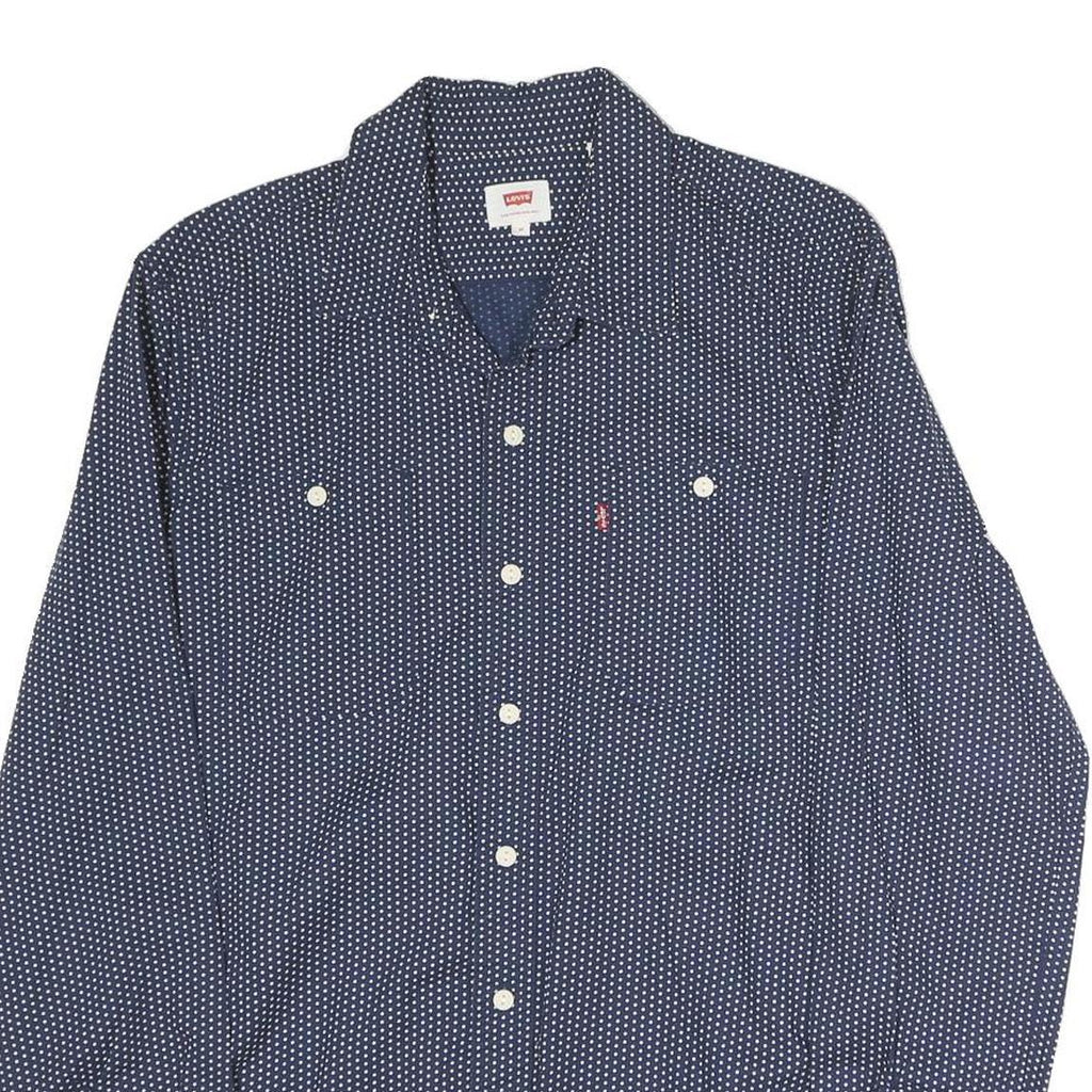 LEVI'S Mens Blue & White Cotton Shirt M Long Sleeve Button Front Casual Shirt