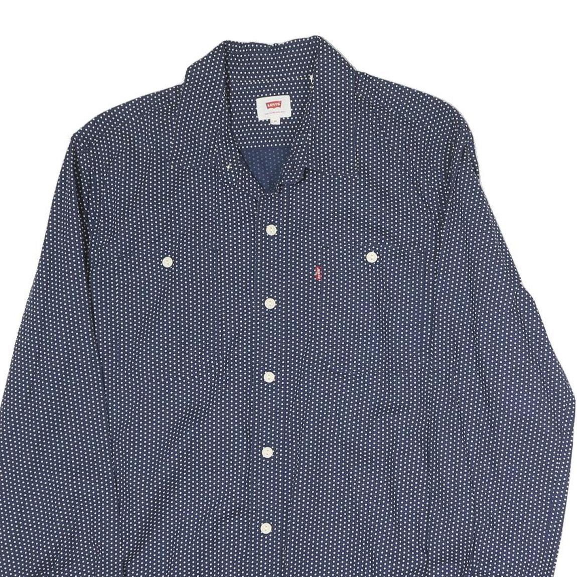 LEVI'S Mens Blue & White Cotton Shirt M Long Sleeve Button Front Casual Shirt