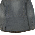 MARVIN RICHARDS Womens Blue Denim Jacket L Cotton Blend Button Faux Fur Collar