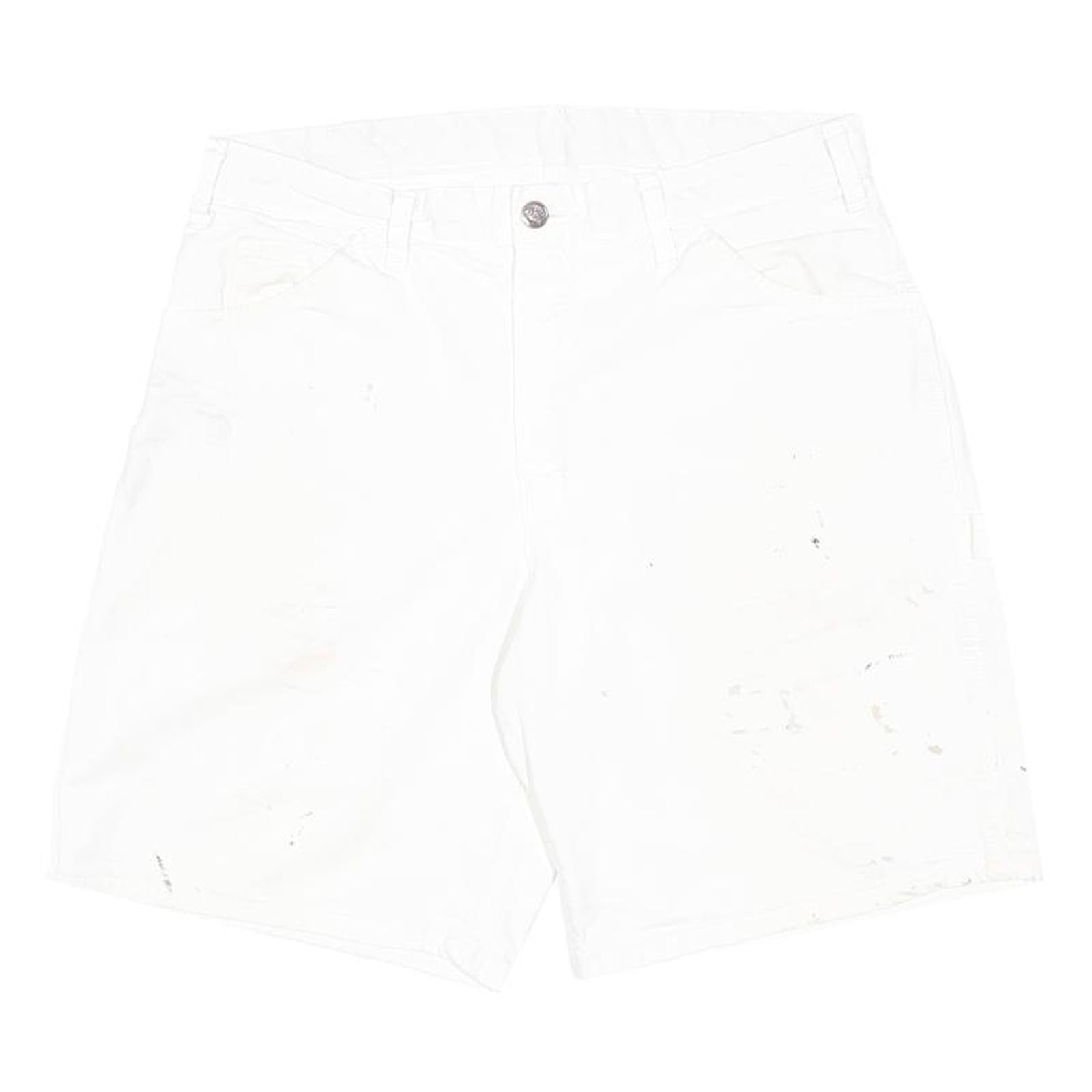 DICKIES Mens White Cotton Casual Shorts M W34 Workwear Logo