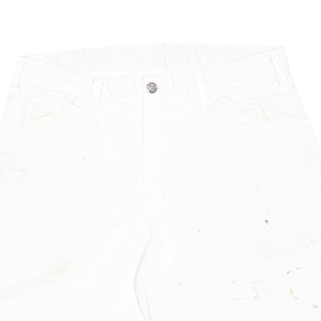 DICKIES Mens White Cotton Casual Shorts M W34 Workwear Logo