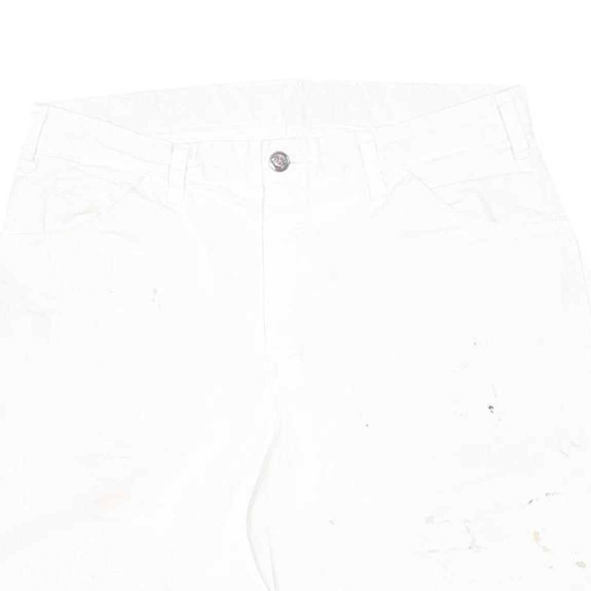DICKIES Mens White Cotton Casual Shorts M W34 Workwear Logo