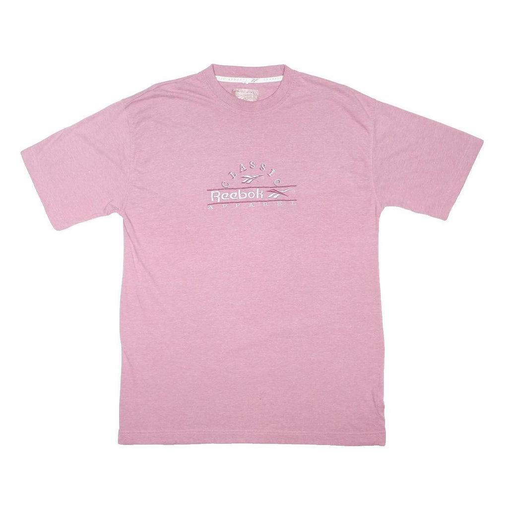 REEBOK Mens Pink Classic Graphic T-Shirt L Short Sleeve Crew Neck Cotton Blend