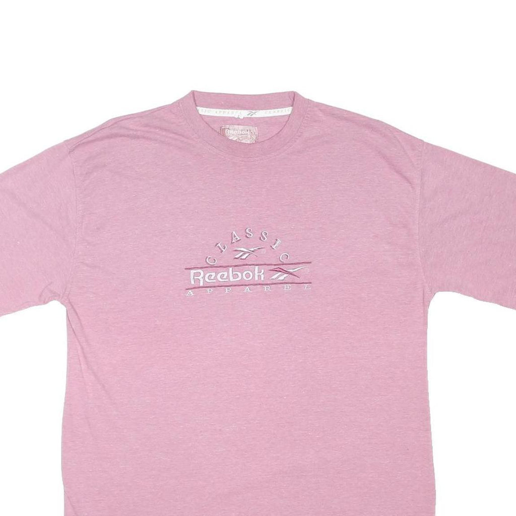 REEBOK Mens Pink Classic Graphic T-Shirt L Short Sleeve Crew Neck Cotton Blend