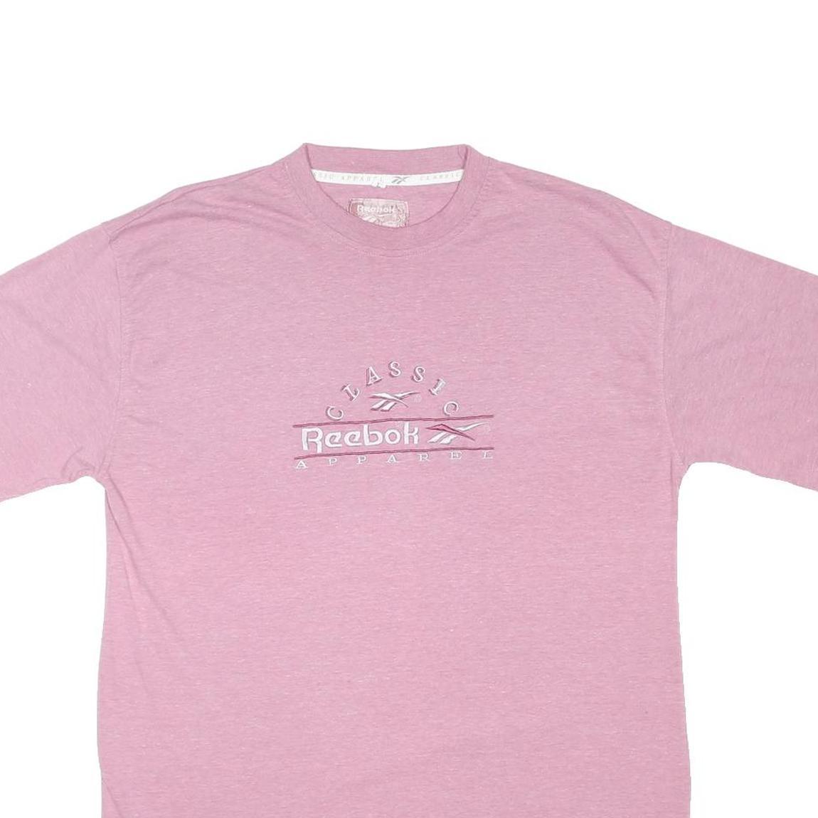 REEBOK Mens Pink Classic Graphic T-Shirt L Short Sleeve Crew Neck Cotton Blend