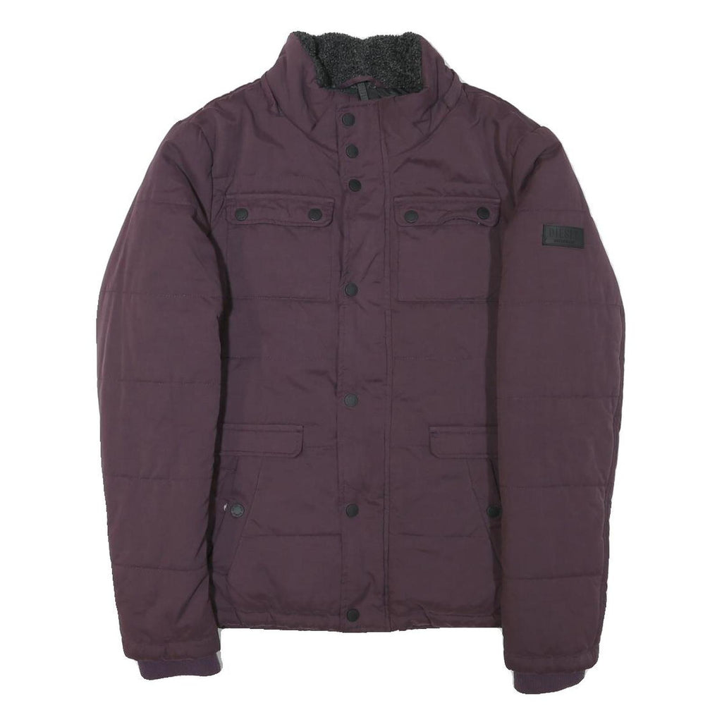 DIESEL Womens Maroon Jacket M Polyester Blend Zip Plain Stylish Lightweight