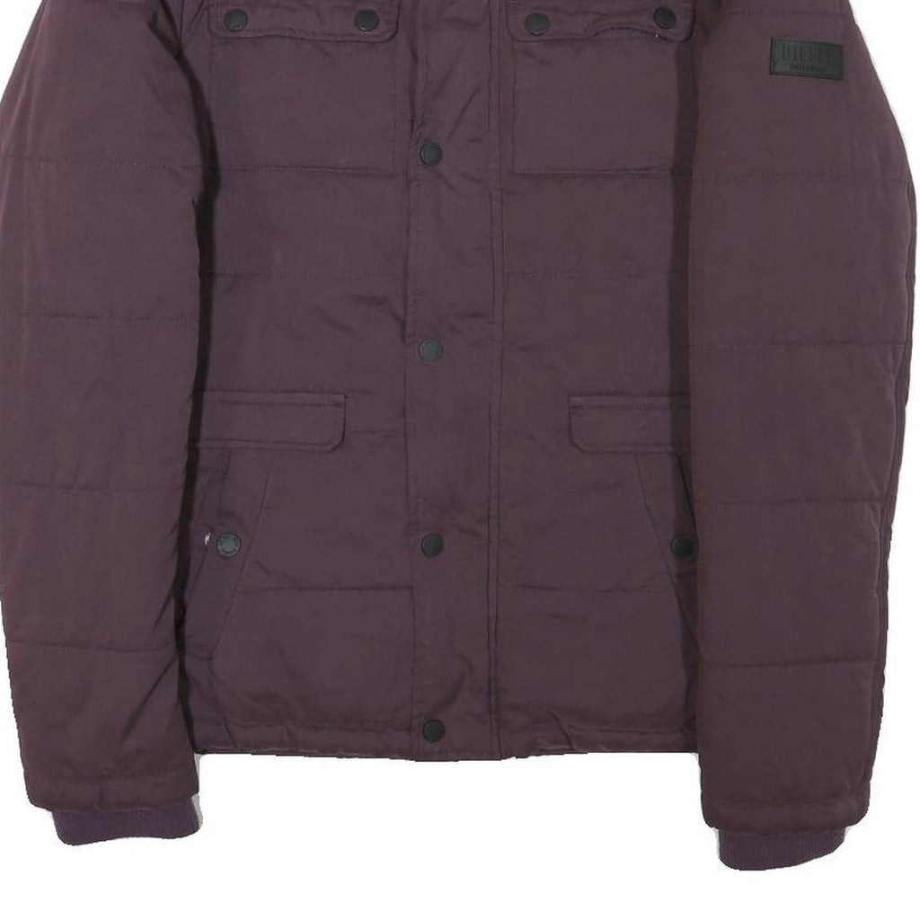 DIESEL Womens Maroon Jacket M Polyester Blend Zip Plain Stylish Lightweight