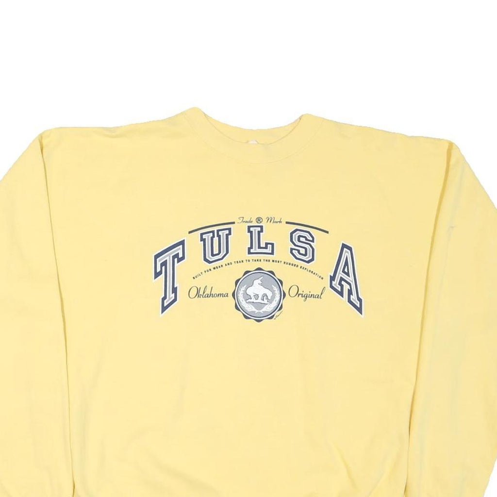 HANES Mens Yellow Tulsa Original Crew Neck L Cotton Blend Sweatshirt