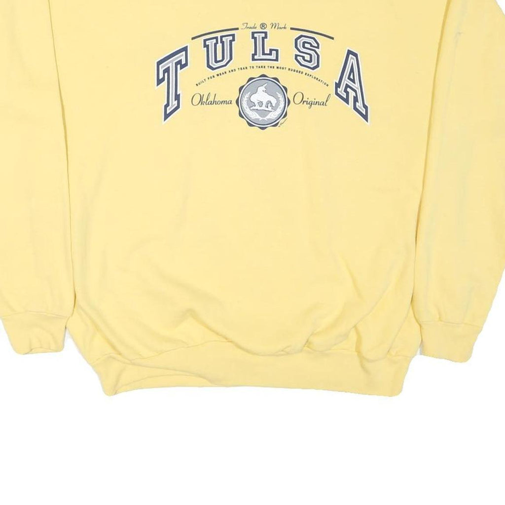 HANES Mens Yellow Tulsa Original Crew Neck L Cotton Blend Sweatshirt