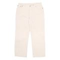 BURBERRY Womens Cotton Blend Cream Relaxed Straight Trousers W30 L25 Classic Zip