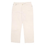 BURBERRY Womens Cotton Blend Cream Relaxed Straight Trousers W30 L25 Classic Zip