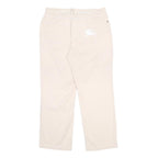 BURBERRY Womens Cotton Blend Cream Relaxed Straight Trousers W30 L25 Classic Zip
