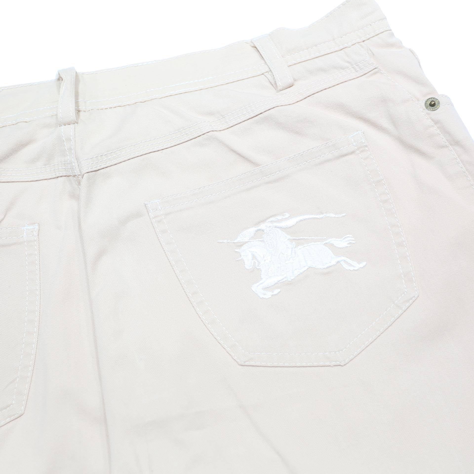 BURBERRY Womens Cotton Blend Cream Relaxed Straight Trousers W30 L25 Classic Zip
