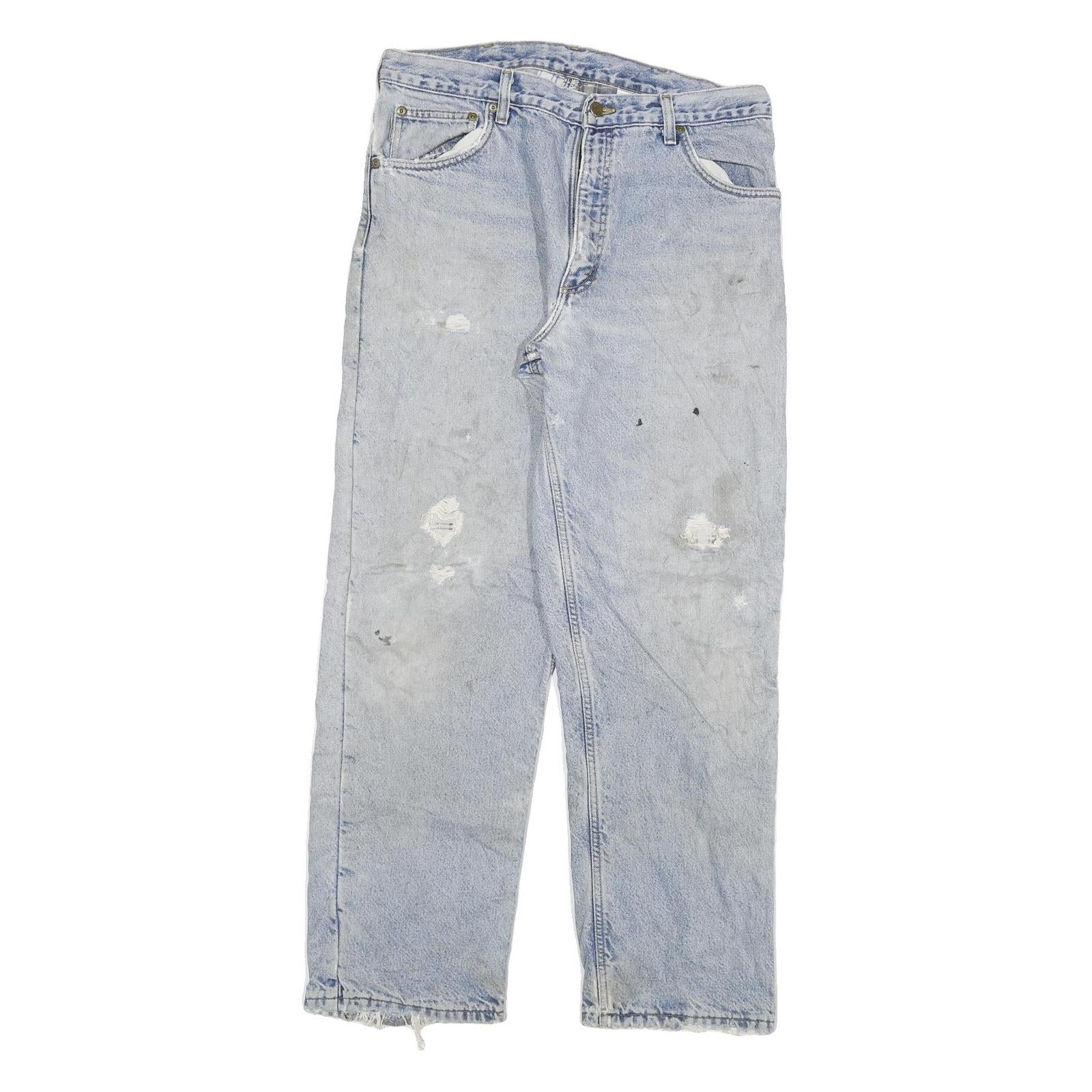 CARHARTT Mens Jeans Blue Relaxed Straight Denim Rinse W34 L32 Workwear Style