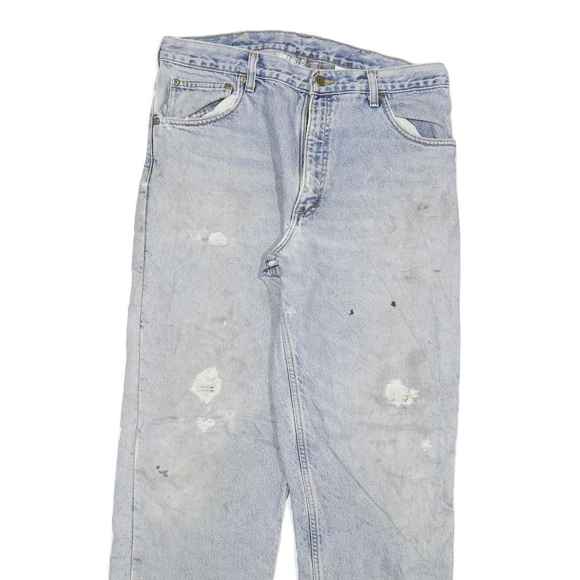 CARHARTT Mens Jeans Blue Relaxed Straight Denim Rinse W34 L32 Workwear Style