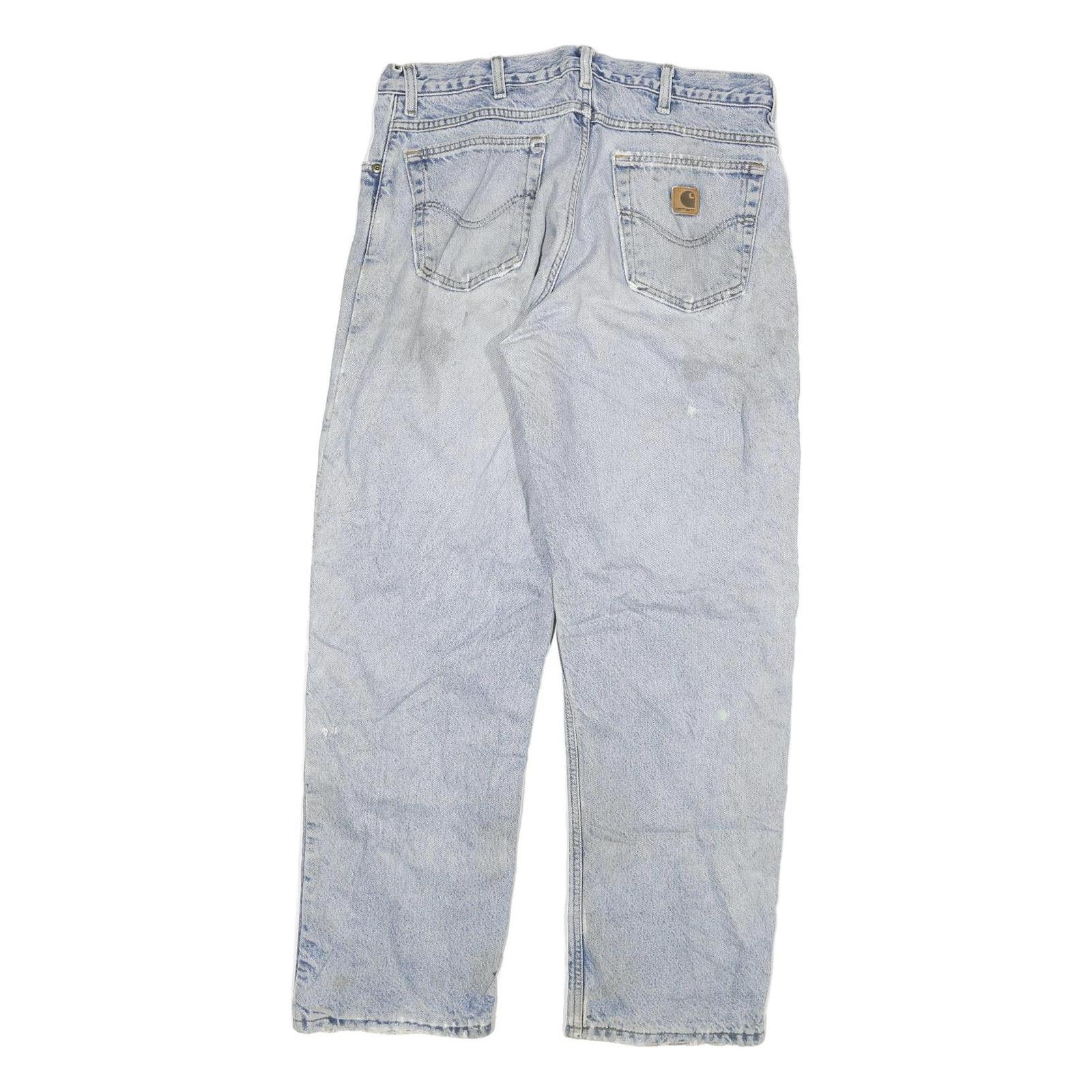 CARHARTT Mens Jeans Blue Relaxed Straight Denim Rinse W34 L32 Workwear Style