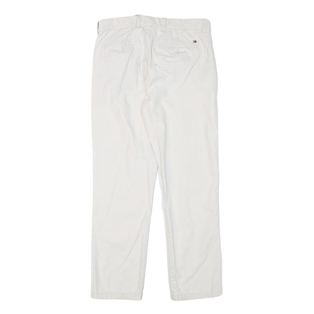 TOMMY HILFIGER Mens Cotton Blend White Regular Fit Straight Leg Trousers W30 L28