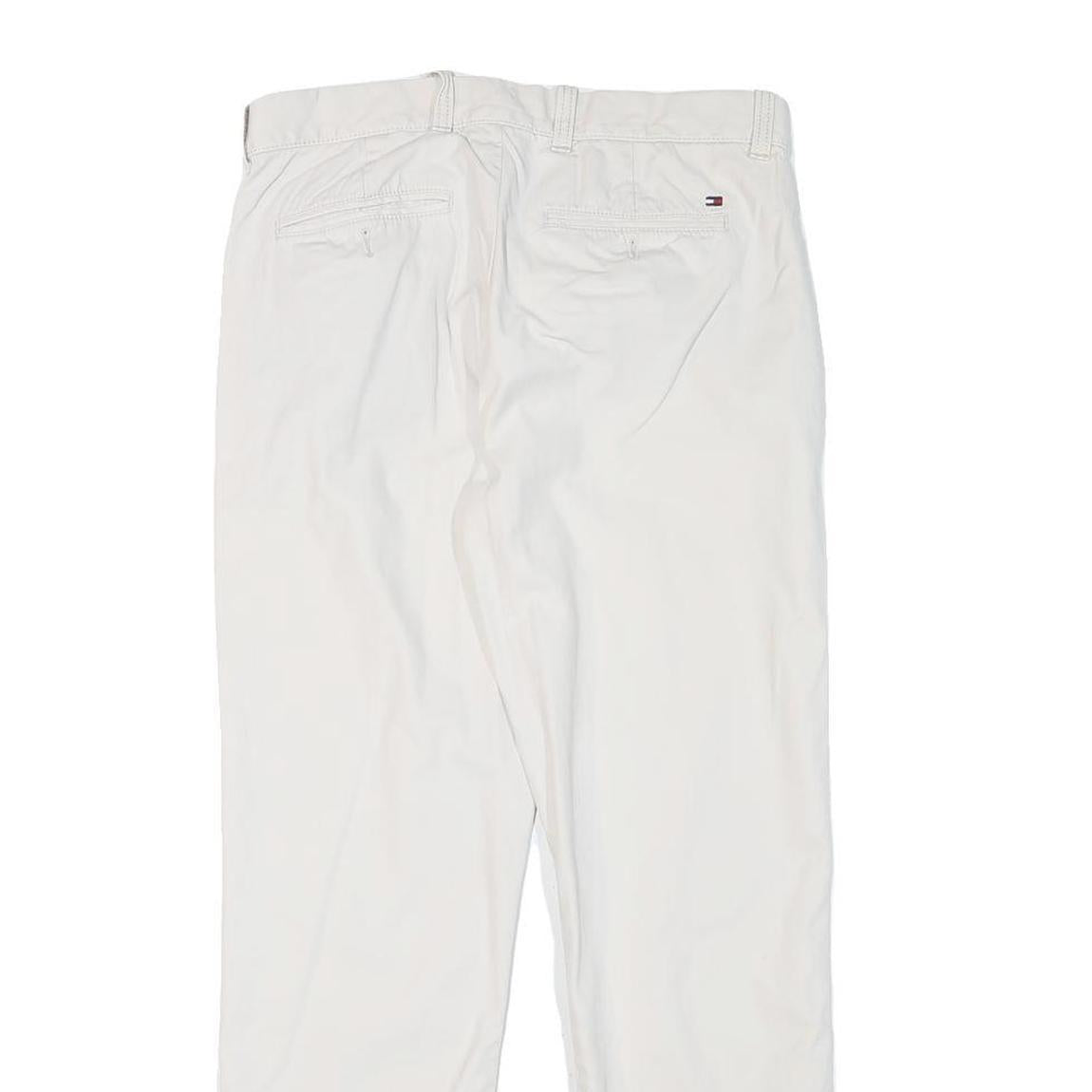 TOMMY HILFIGER Mens Cotton Blend White Regular Fit Straight Leg Trousers W30 L28