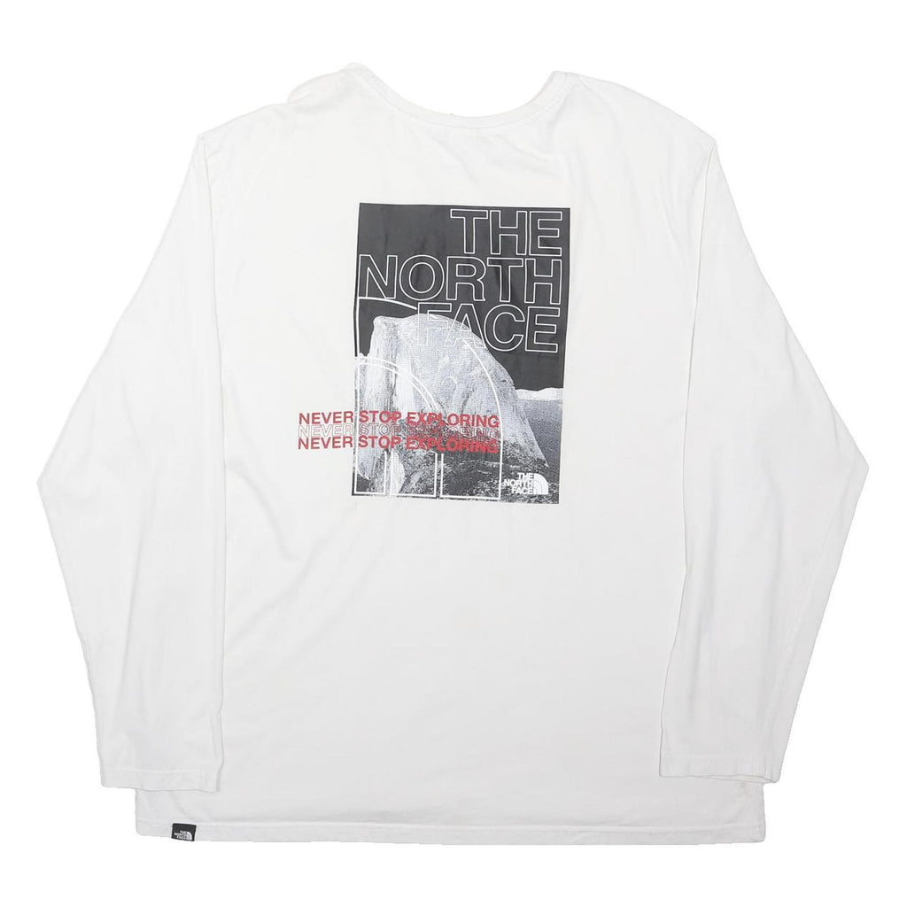 THE NORTH FACE Mens White Graphic 2XL Long Sleeve Crew Neck Cotton Jersey