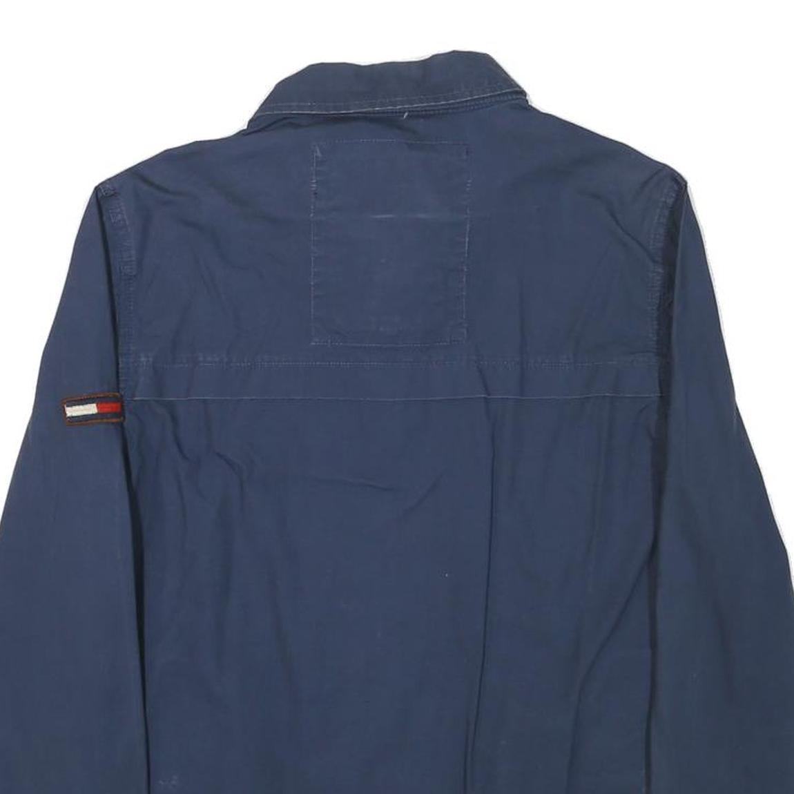 TOMMY HILFIGER Mens Blue S Cotton Blend Jacket Zip Classic Casual Lightweight