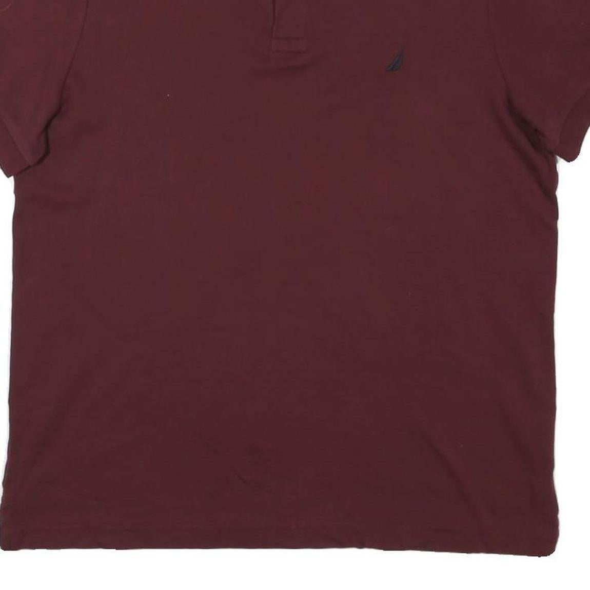NAUTICA Mens Maroon Short Sleeve Plain Polo Shirt L Cotton Blend Casual