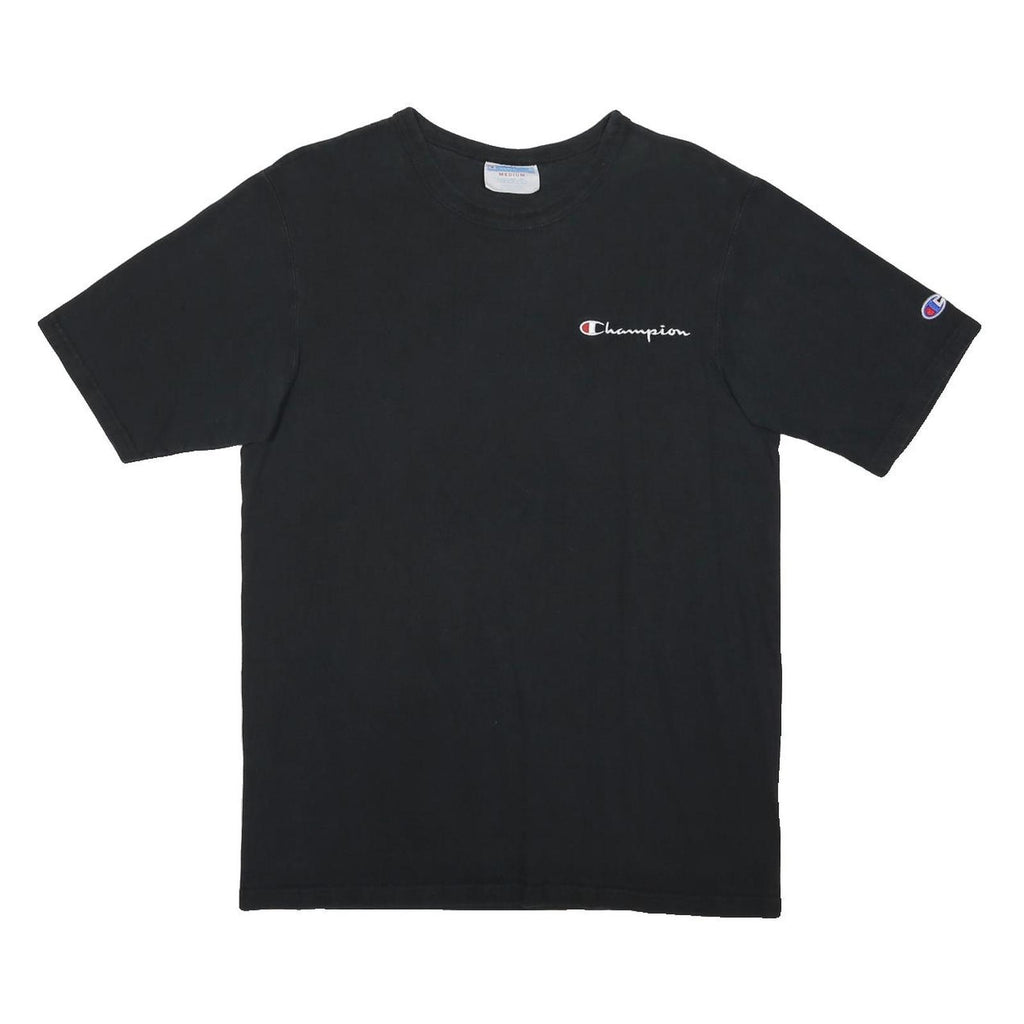 CHAMPION Mens Black Graphic T-Shirt M Short Sleeve Crew Neck Classic Cotton