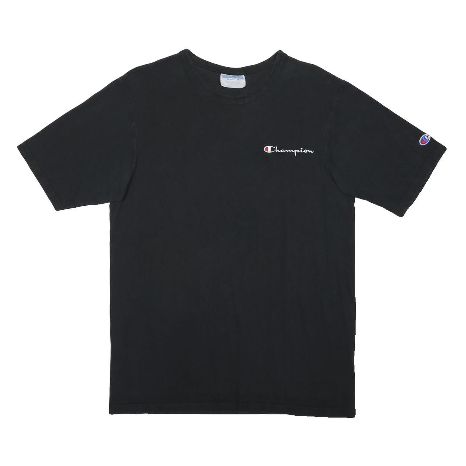 CHAMPION Mens Black Graphic T-Shirt M Short Sleeve Crew Neck Classic Cotton